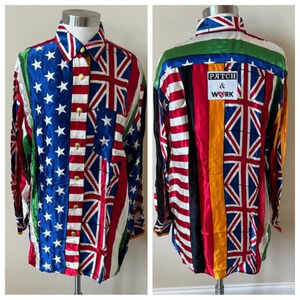 Moschino Vintage 1990’s jeans flags patch & work pattern mix top 26191